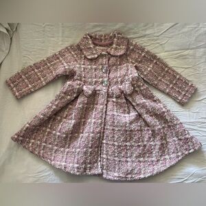 Beautiful pink and multicolor metallic tweed look coat, Size 12 months- biscotti